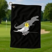 Cute Screaming Parrot Funny T Rex Cockatiel Golf Towel thumb 1