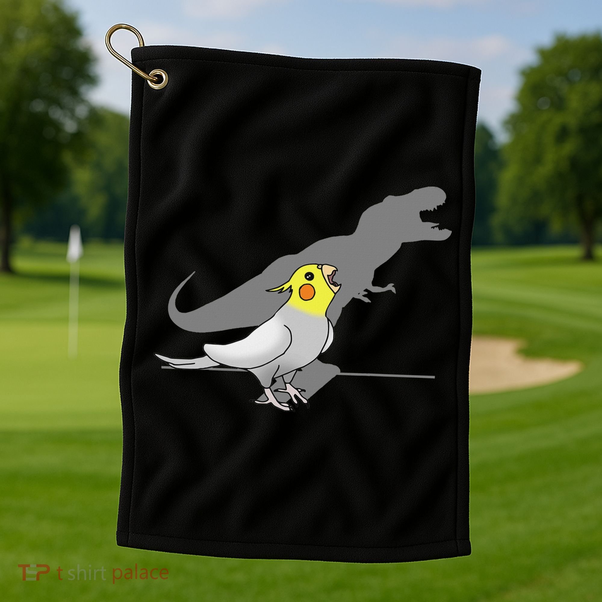 Cute Screaming Parrot Funny T Rex Cockatiel Golf Towel