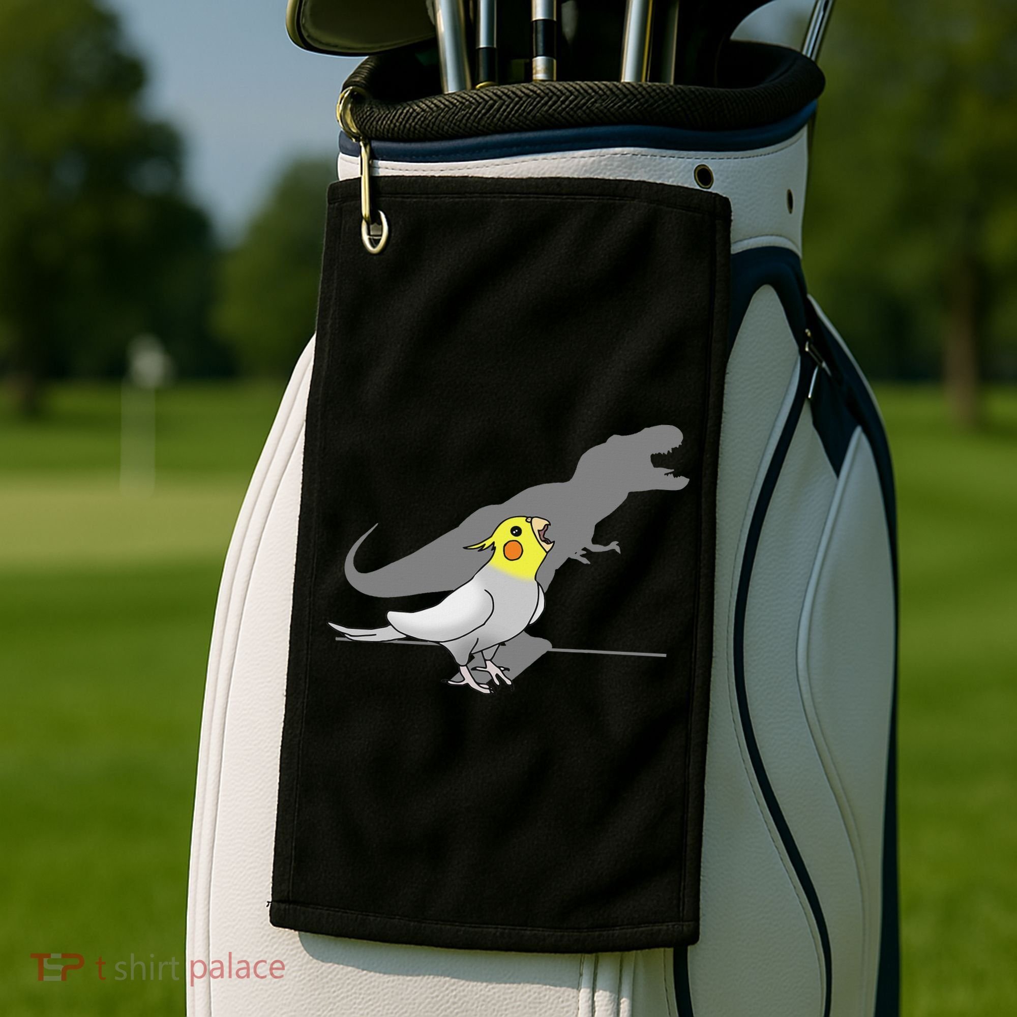 Cute Screaming Parrot Funny T Rex Cockatiel Golf Towel