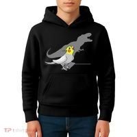 Cute Screaming Parrot Funny T Rex Cockatiel Kids Hoodie thumb 4