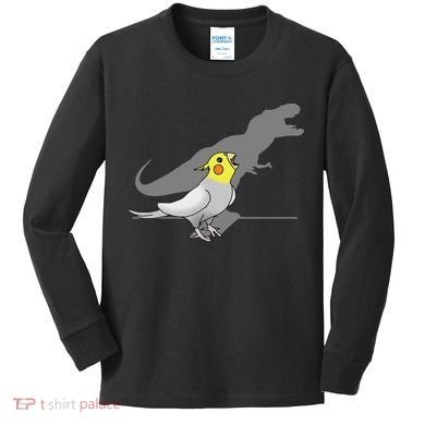 Cute Screaming Parrot Funny T Rex Cockatiel Kids Long Sleeve Shirt