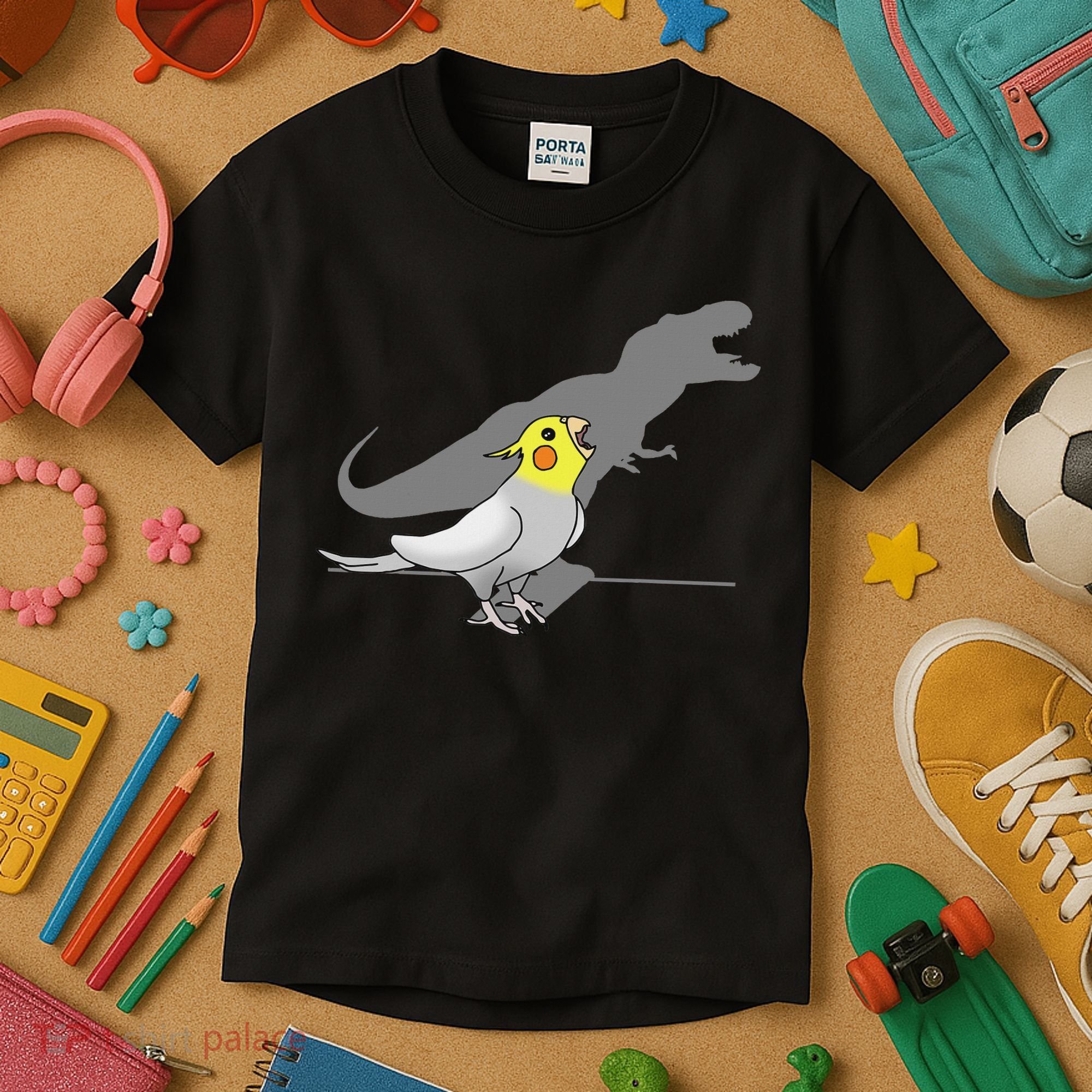 Cute Screaming Parrot Funny T Rex Cockatiel Kids T-Shirt