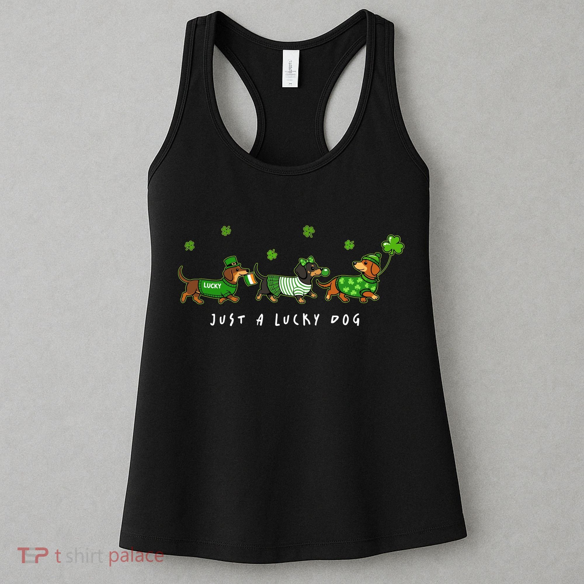 Cute St Patrick's Day Just A Lucky Dog Dachshunds Women's Tank Top
