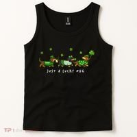 Cute St Patrick's Day Just A Lucky Dog Dachshunds Tank Top thumb 2
