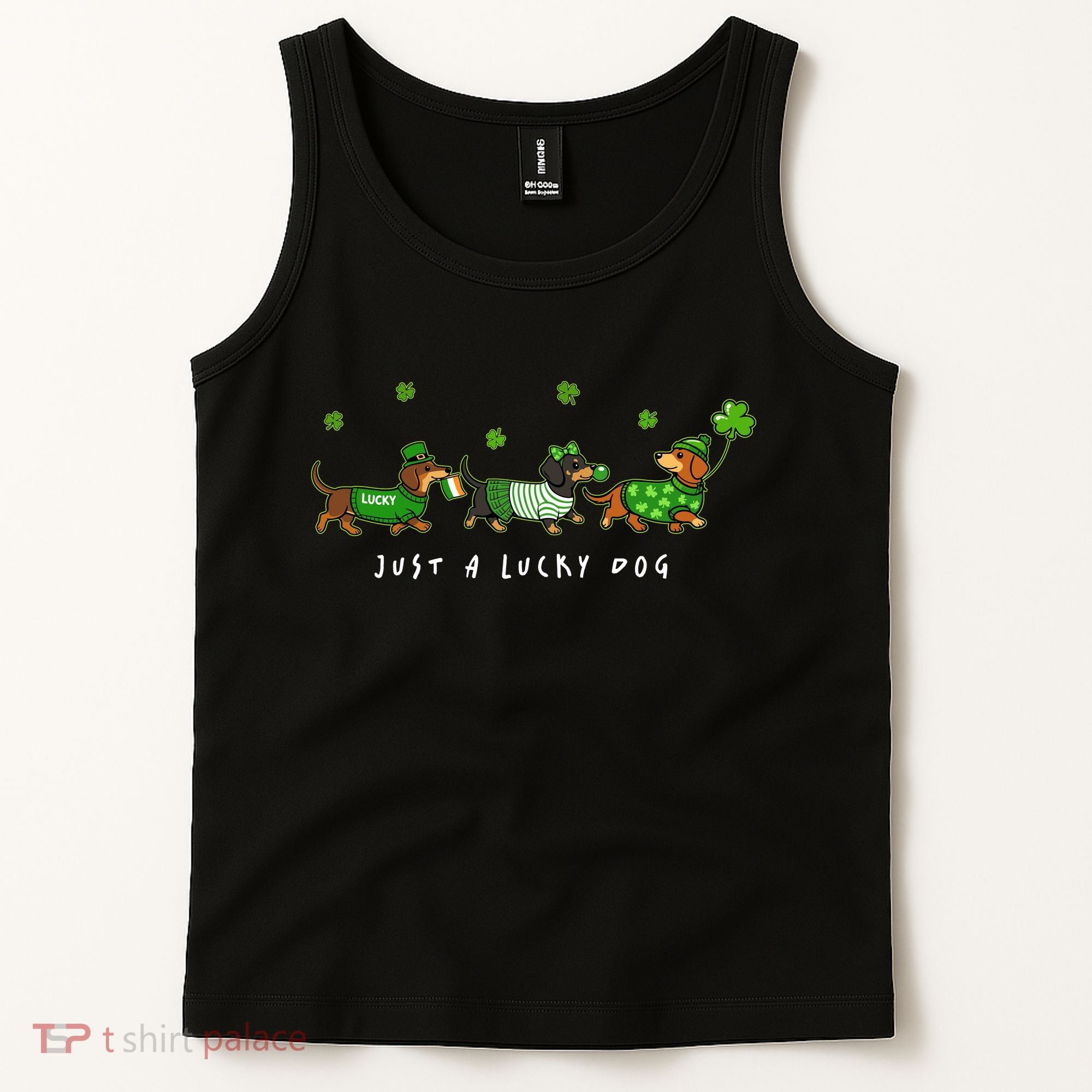 Cute St Patrick's Day Just A Lucky Dog Dachshunds Tank Top