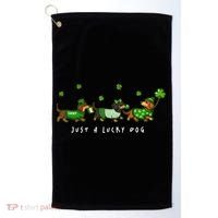 Cute St Patrick's Day Just A Lucky Dog Dachshunds Golf Towel thumb 0