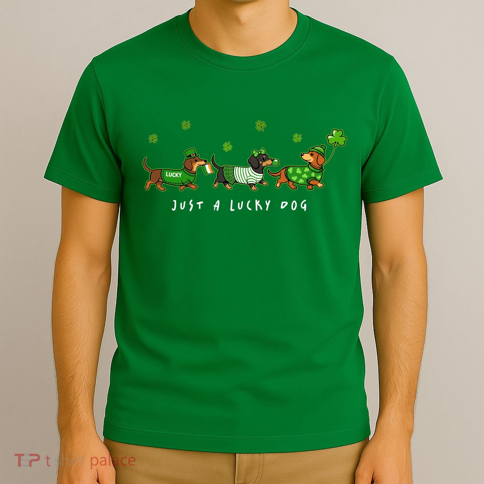 Cute St Patrick's Day Just A Lucky Dog Dachshunds T-Shirt