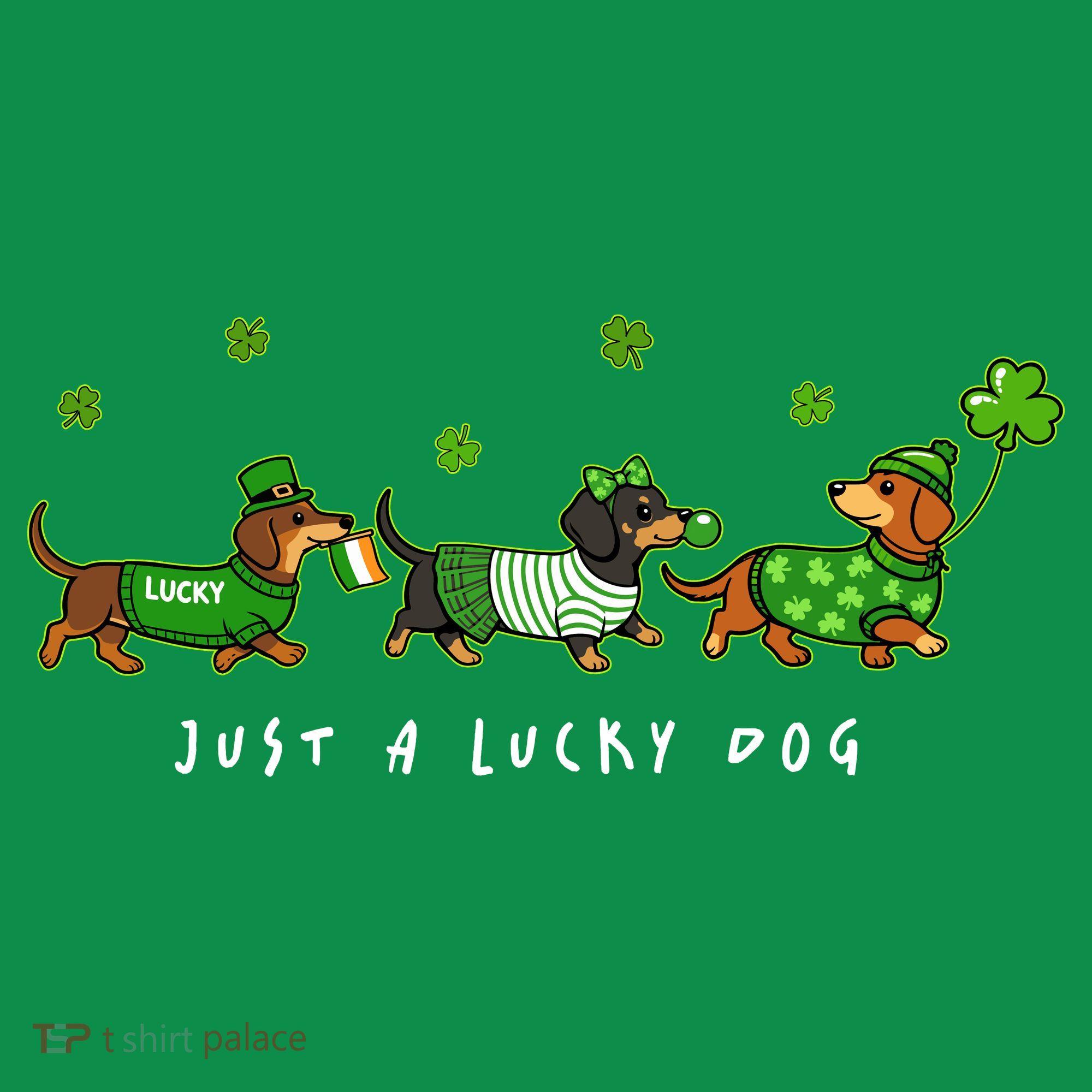Cute St Patrick's Day Just A Lucky Dog Dachshunds Button