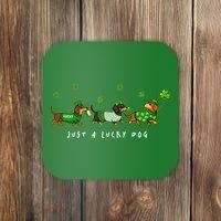 Cute St Patrick's Day Just A Lucky Dog Dachshunds Coaster thumb 0