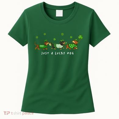 Cute St Patrick's Day Just A Lucky Dog Dachshunds Women's T-Shirt