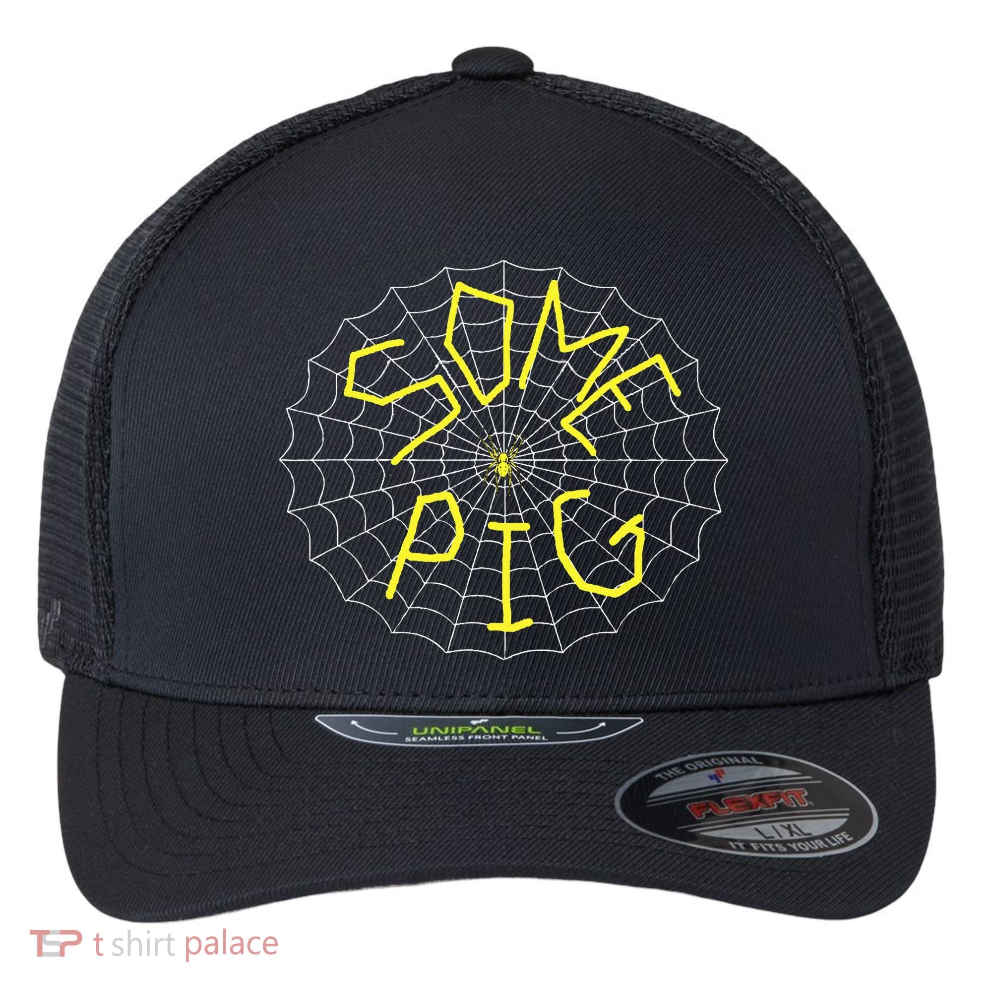 Charlotte's Some Pig Spider Web  Flexfit Unipanel Trucker Cap
