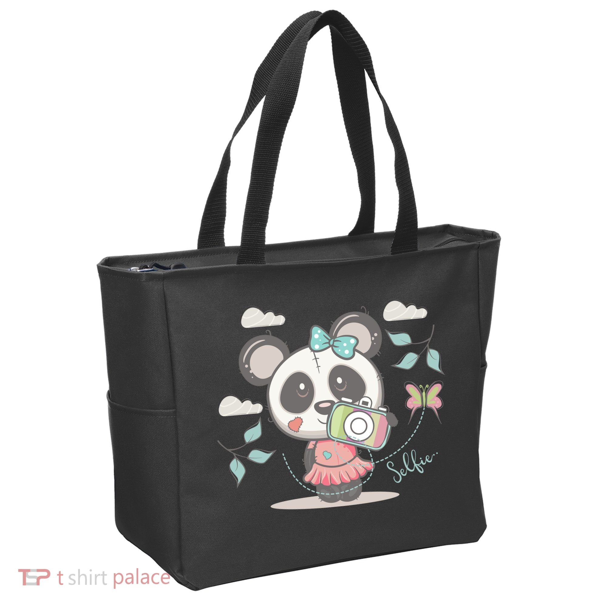 Cute Selfie Panda Girl Tote Bag