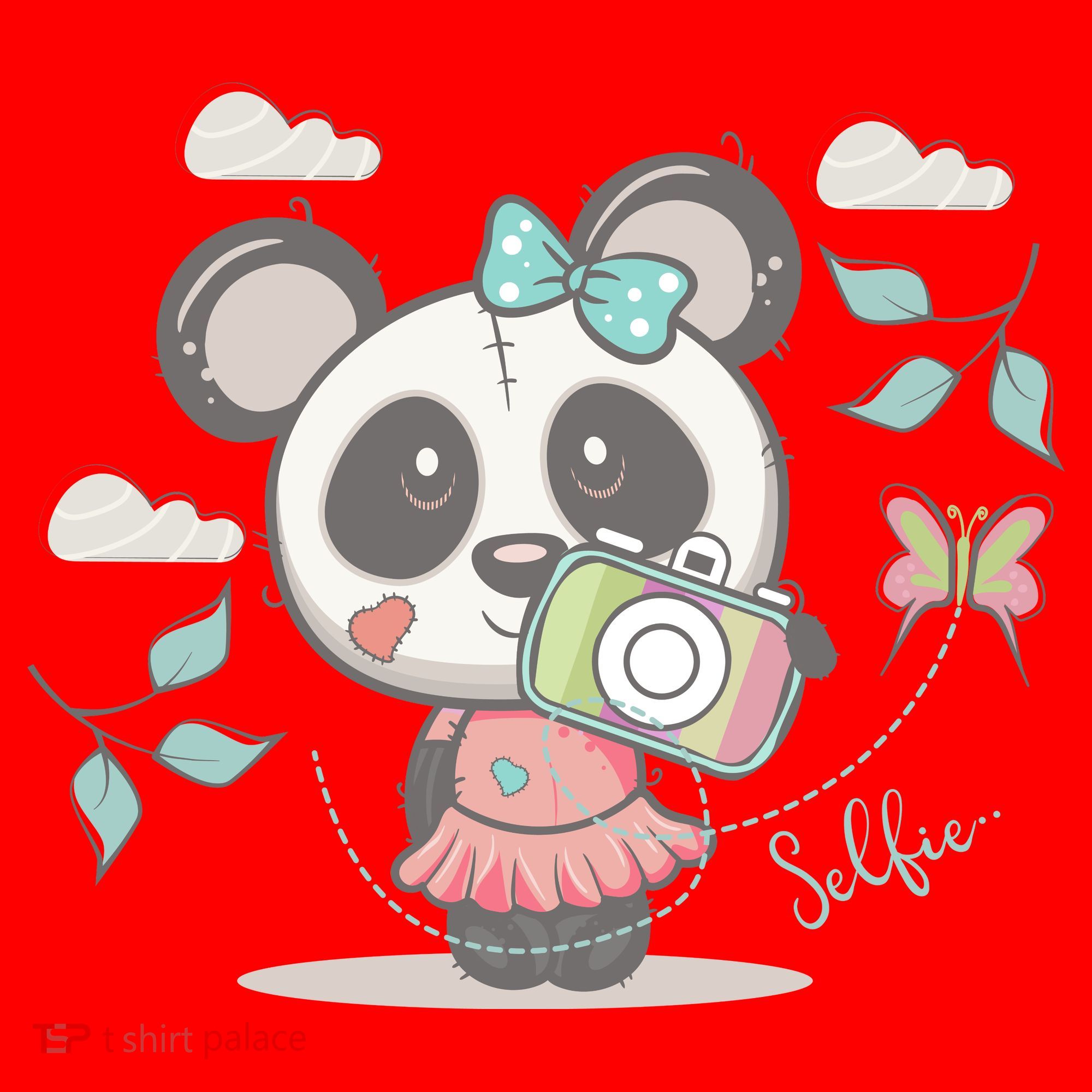 Cute Selfie Panda Girl Santa Hat
