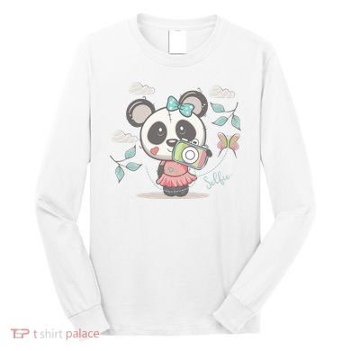 Cute Selfie Panda Girl Long Sleeve Shirt