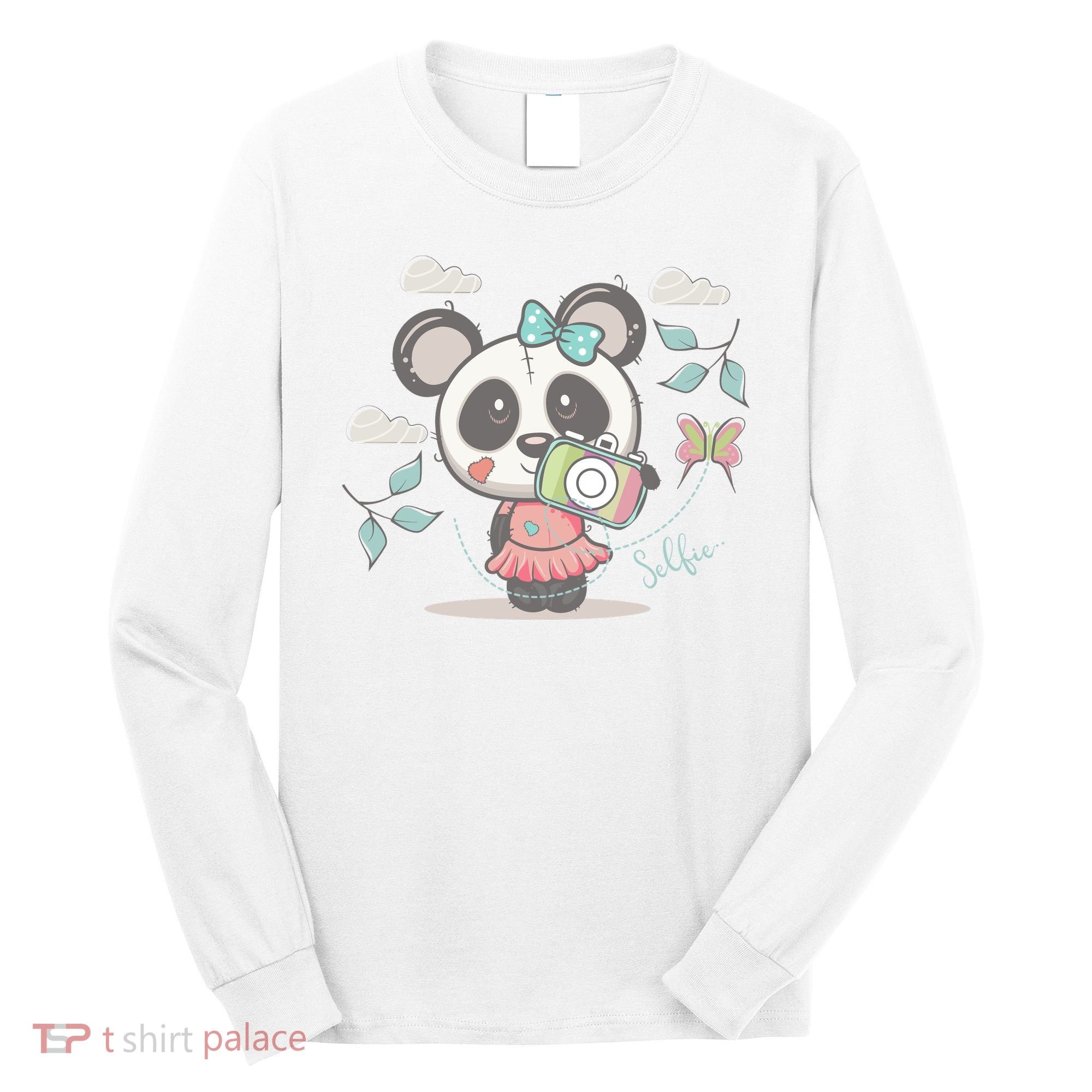 Cute Selfie Panda Girl Long Sleeve Shirt