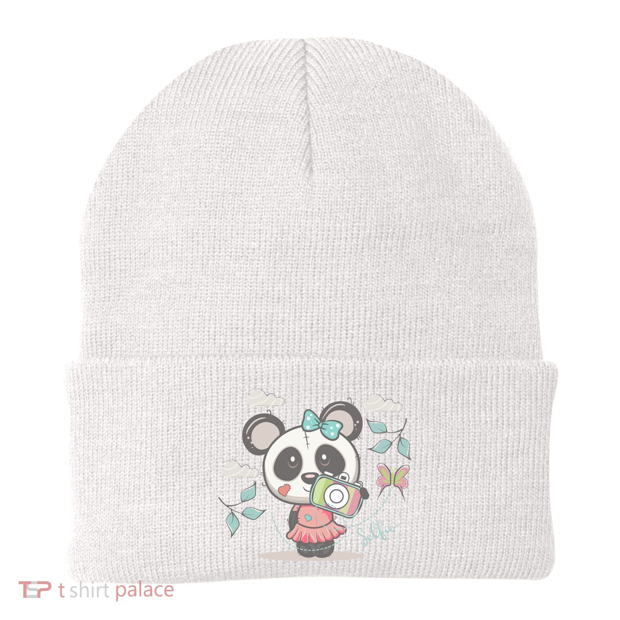 Cute Selfie Panda Girl Beanie