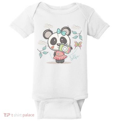 Cute Selfie Panda Girl Baby Bodysuit