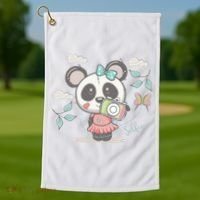 Cute Selfie Panda Girl Golf Towel thumb 1