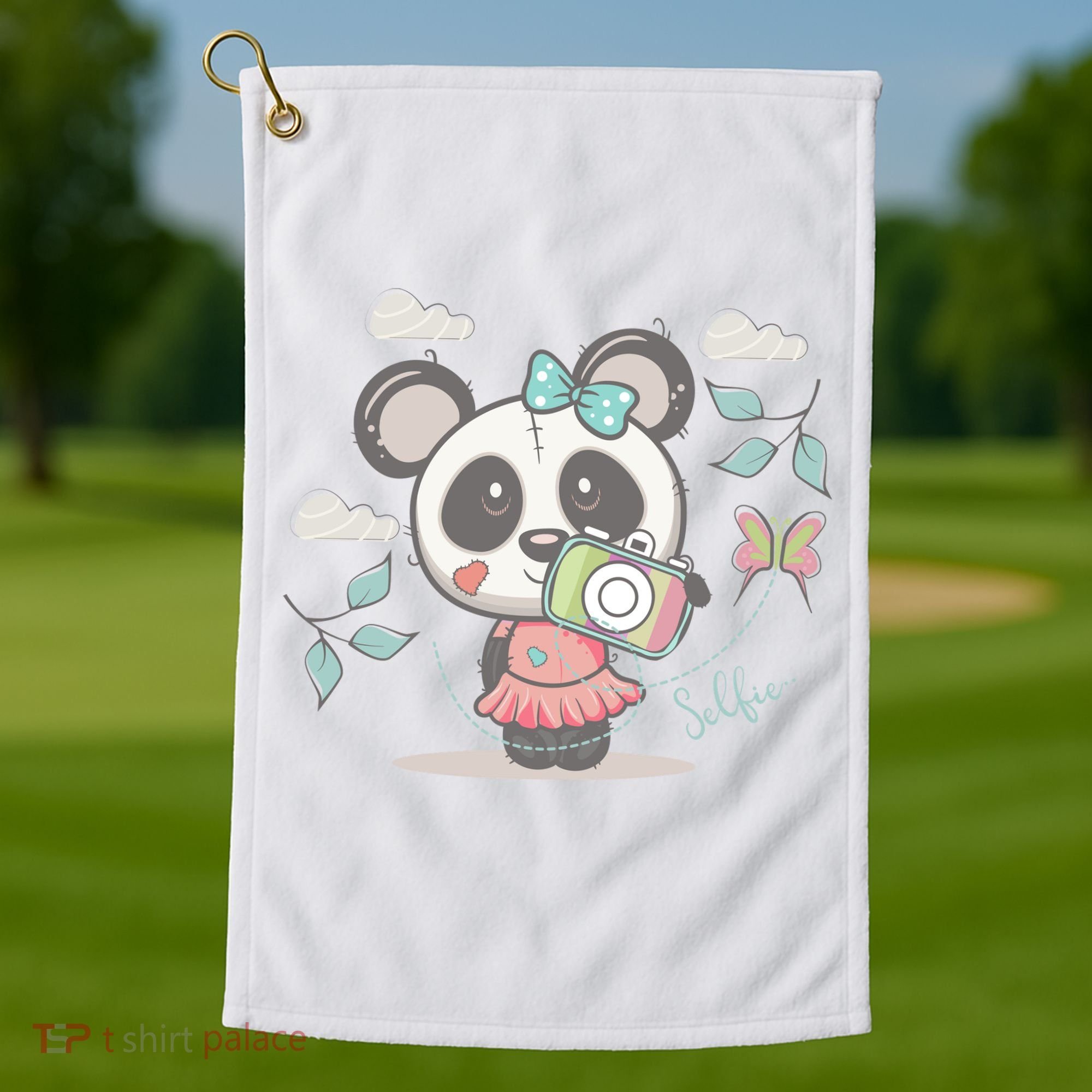 Cute Selfie Panda Girl Golf Towel