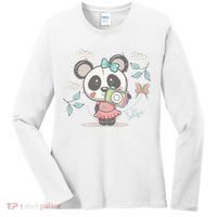 Cute Selfie Panda Girl Women's Long Sleeve Shirt thumb 0