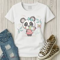 Cute Selfie Panda Girl Women's T-Shirt thumb 3