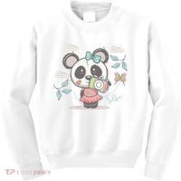 Cute Selfie Panda Girl Kids Sweatshirt thumb 0