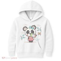Cute Selfie Panda Girl Kids Hoodie thumb 0