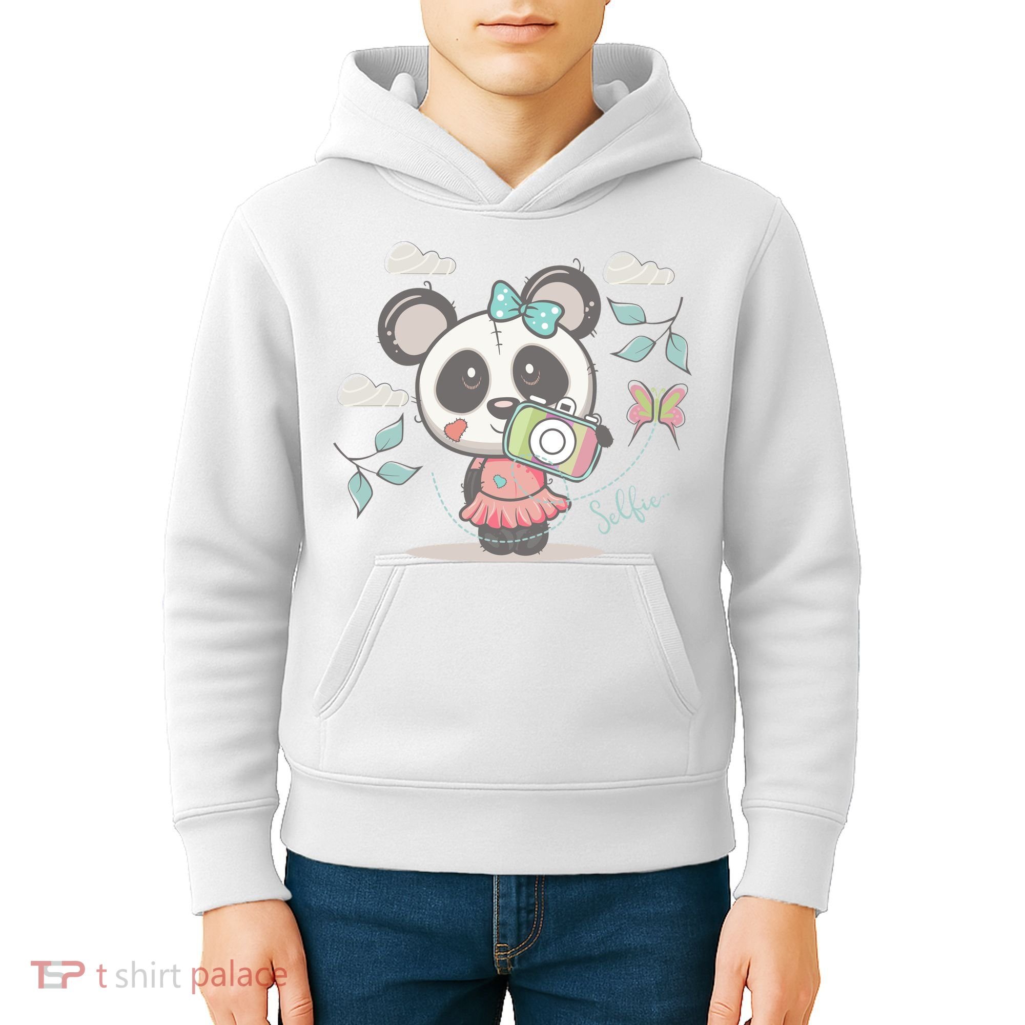 Cute Selfie Panda Girl Kids Hoodie