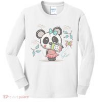 Cute Selfie Panda Girl Kids Long Sleeve Shirt thumb 0