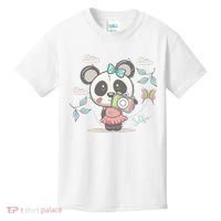 Cute Selfie Panda Girl Kids T-Shirt thumb 0