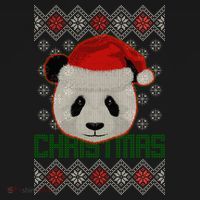 Cute Santa Panda Ugly Christmas Sweater USA-Made Doggie Bandana thumb 2