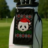 Cute Santa Panda Ugly Christmas Sweater Golf Towel thumb 2
