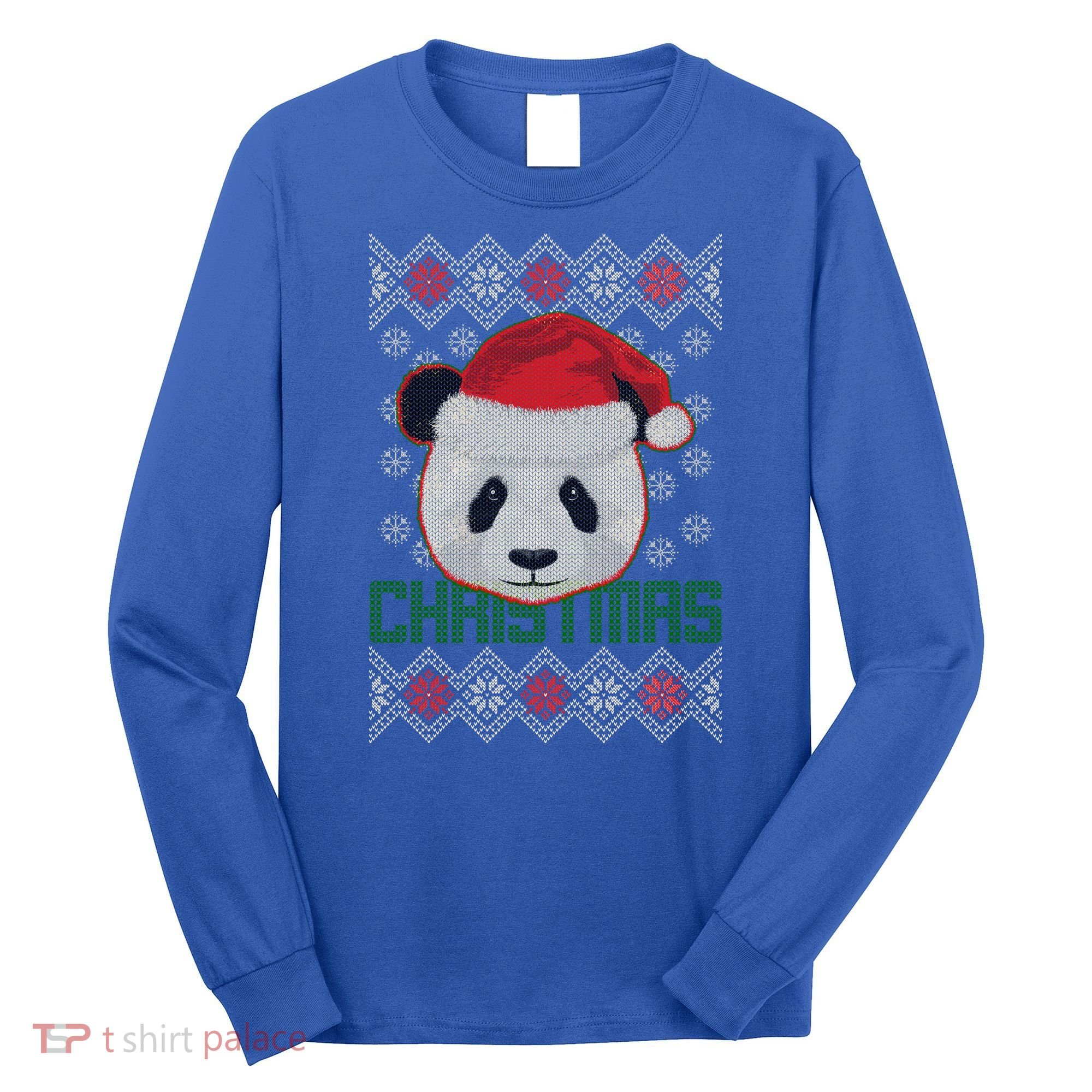 Cute Santa Panda Ugly Christmas Sweater Long Sleeve Shirt
