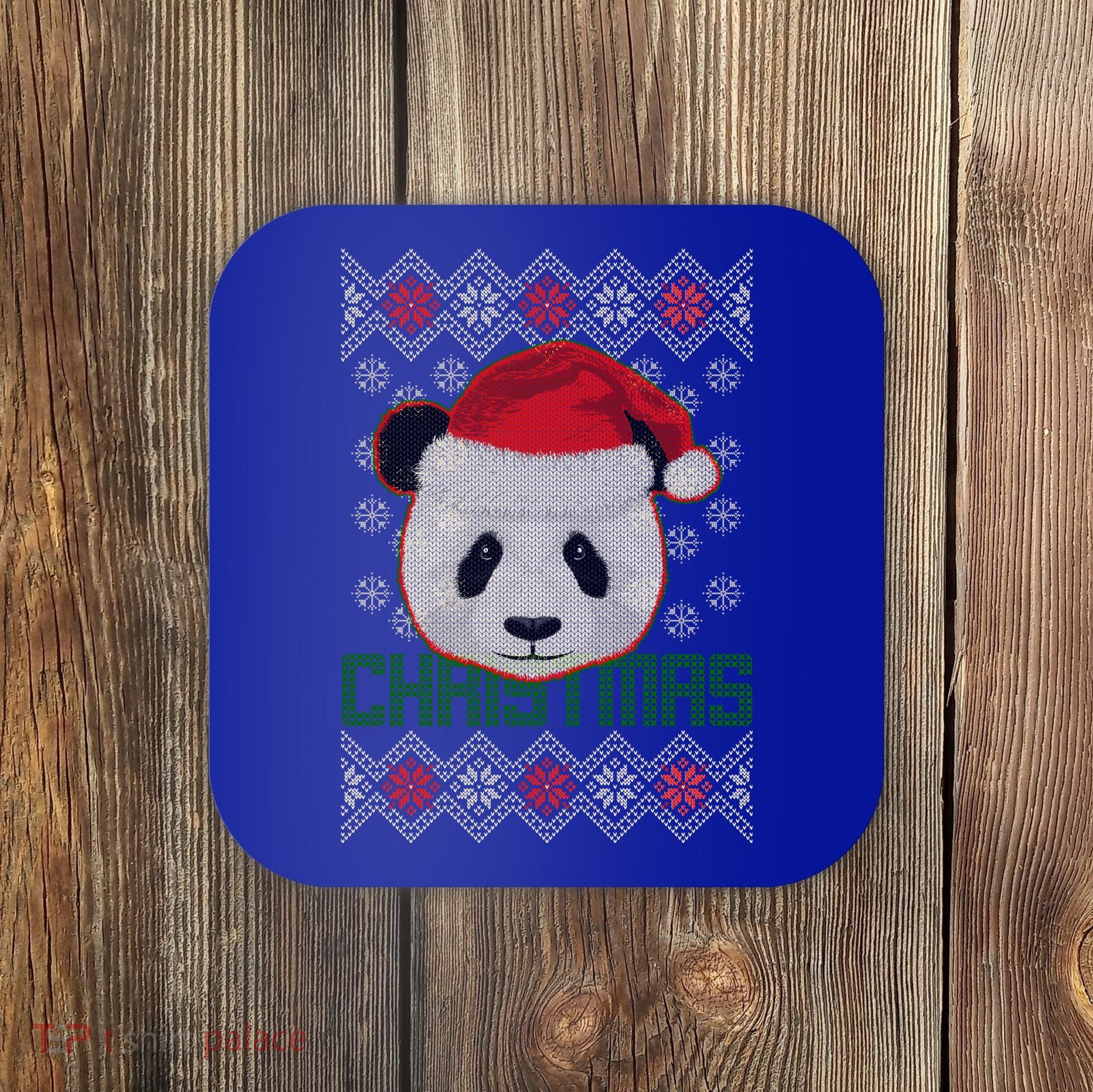 Cute Santa Panda Ugly Christmas Sweater Coaster