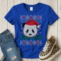 Cute Santa Panda Ugly Christmas Sweater Women's T-Shirt thumb 3