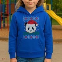 Cute Santa Panda Ugly Christmas Sweater Kids Hoodie thumb 3