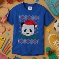 Cute Santa Panda Ugly Christmas Sweater Kids T-Shirt thumb 3
