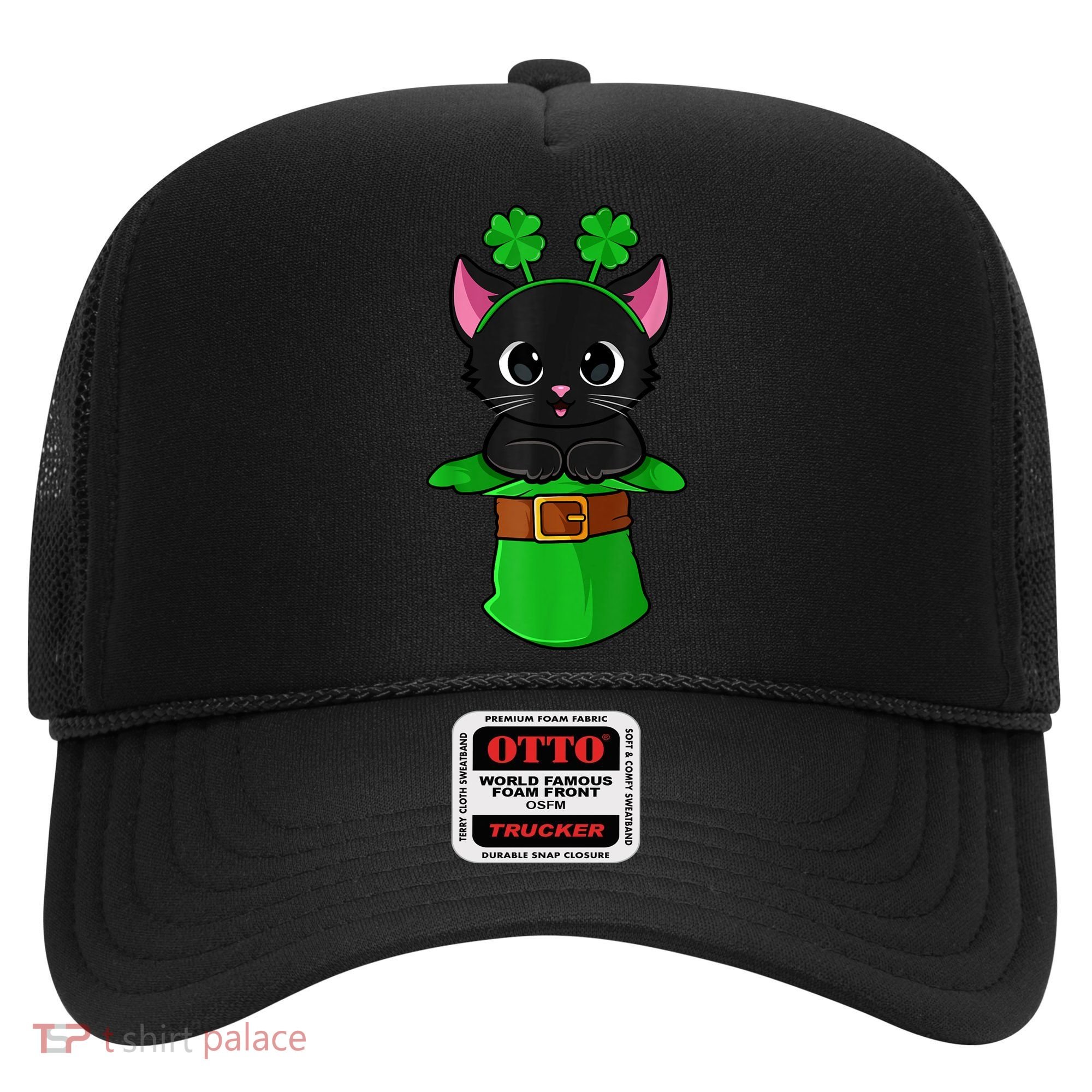 Cat St Patricks Day Leprechaun Shamrock Kitten Girls Boys Hat