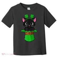 Cat St Patricks Day Leprechaun Shamrock Kitten Girls Boys Toddler T-Shirt thumb 0