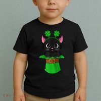 Cat St Patricks Day Leprechaun Shamrock Kitten Girls Boys Toddler T-Shirt thumb 2