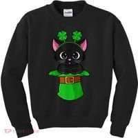 Cat St Patricks Day Leprechaun Shamrock Kitten Girls Boys Kids Sweatshirt thumb 0