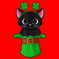 Cat St Patricks Day Leprechaun Shamrock Kitten Girls Boys Santa Hat thumb 1