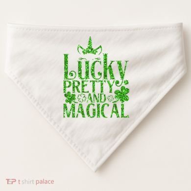 Cute St Patricks Day Lucky Pretty and Magical USA-Made Doggie Bandana