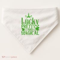 Cute St Patricks Day Lucky Pretty and Magical USA-Made Doggie Bandana thumb 0