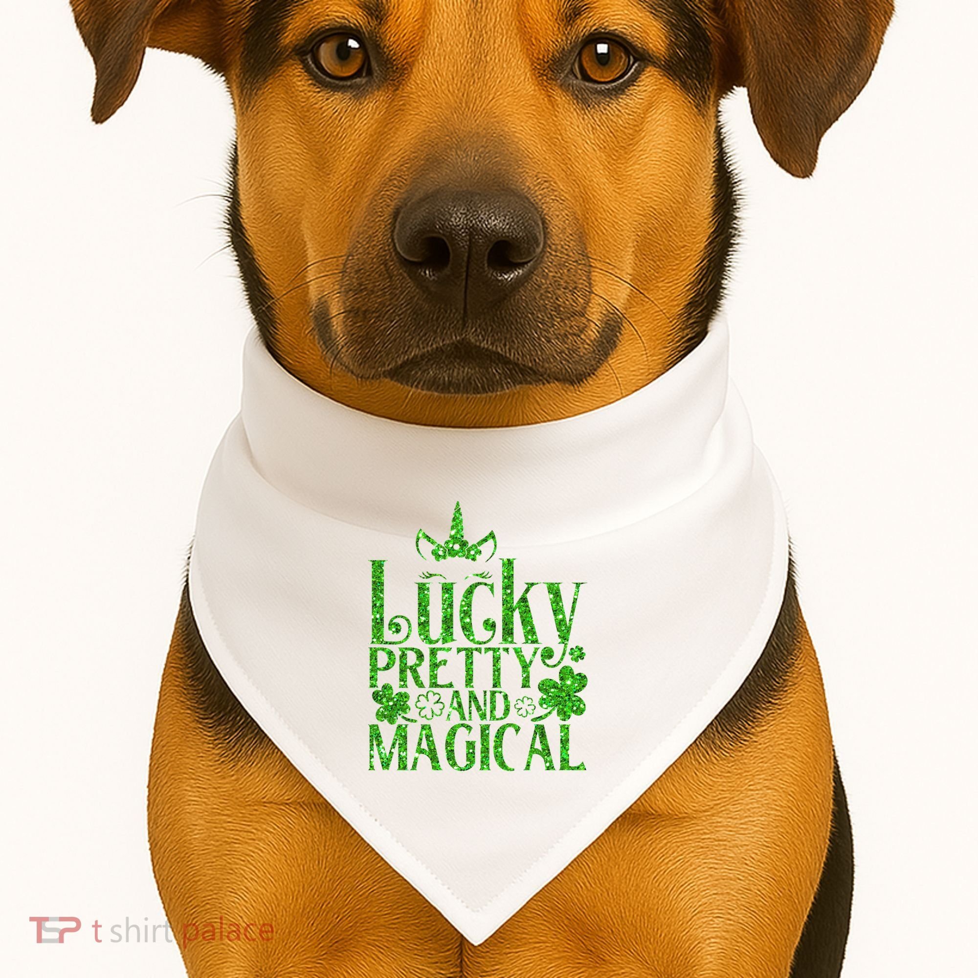 Cute St Patricks Day Lucky Pretty and Magical USA-Made Doggie Bandana