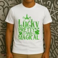 Cute St Patricks Day Lucky Pretty and Magical T-Shirt thumb 3