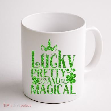 Cute St Patricks Day Lucky Pretty and Magical Coffee Mug back