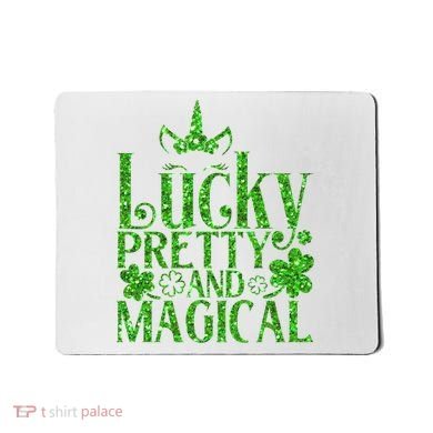 Cute St Patricks Day Lucky Pretty and Magical Mousepad