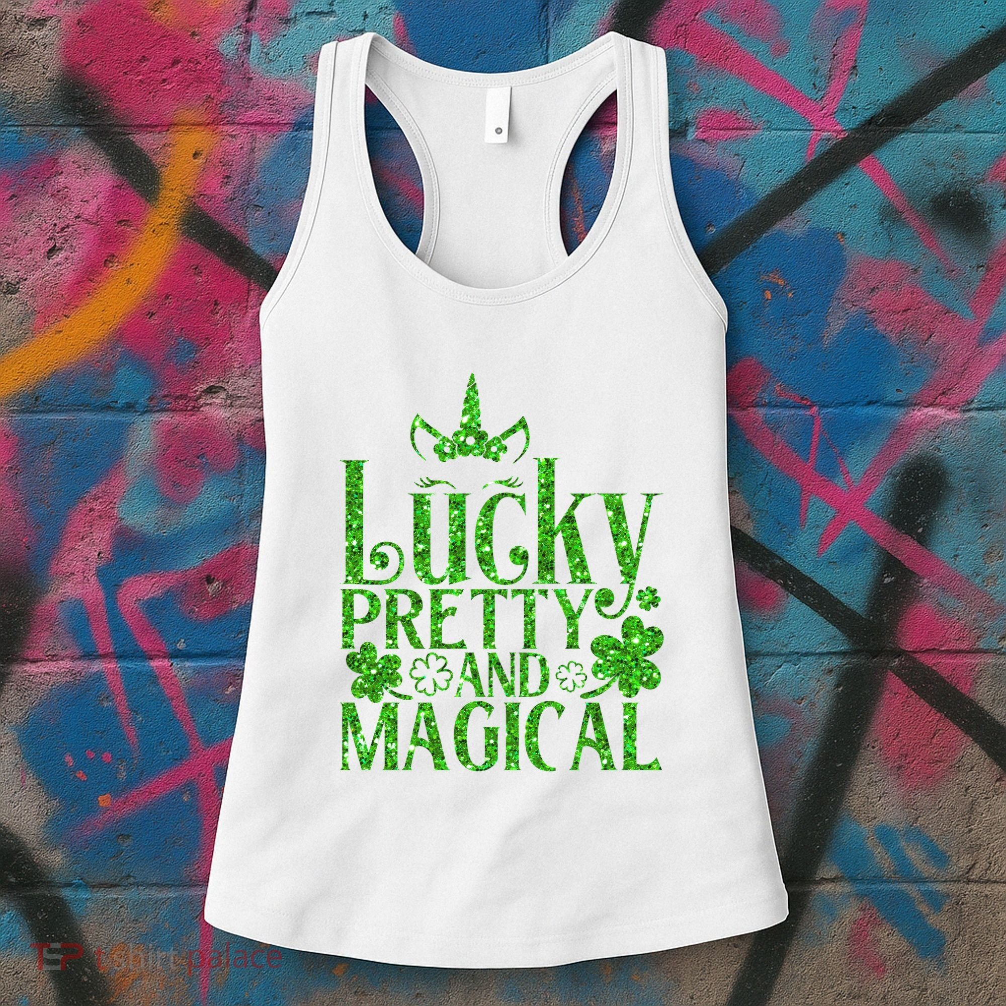 Cute St Patricks Day Lucky Pretty and Magical Women's Tank Top