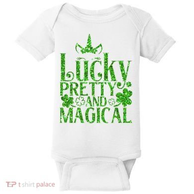 Cute St Patricks Day Lucky Pretty and Magical Baby Bodysuit